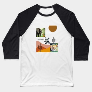 Lifelike Digital Art Animal Prints: Baby Elephant, Giraffe, Panda Bear, and Lion Baseball T-Shirt